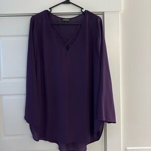 Express plum long sleeve cut out blouse. Large. EUC